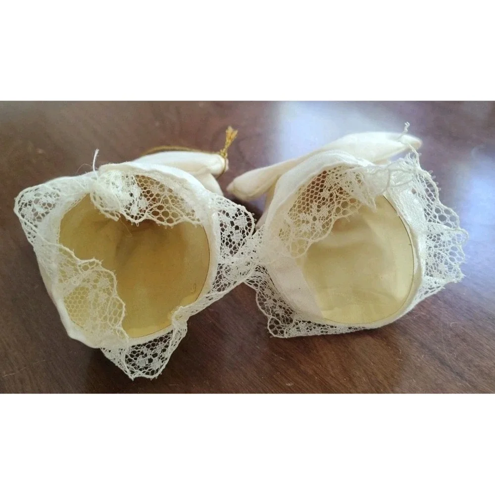Angel Christmas Tree Ornaments Figurines Set‎ of 2 Porcelain Ceramic Lace